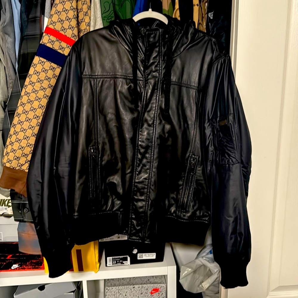 Dolce & Gabbana D&G Leather hooded jacket 52 XL